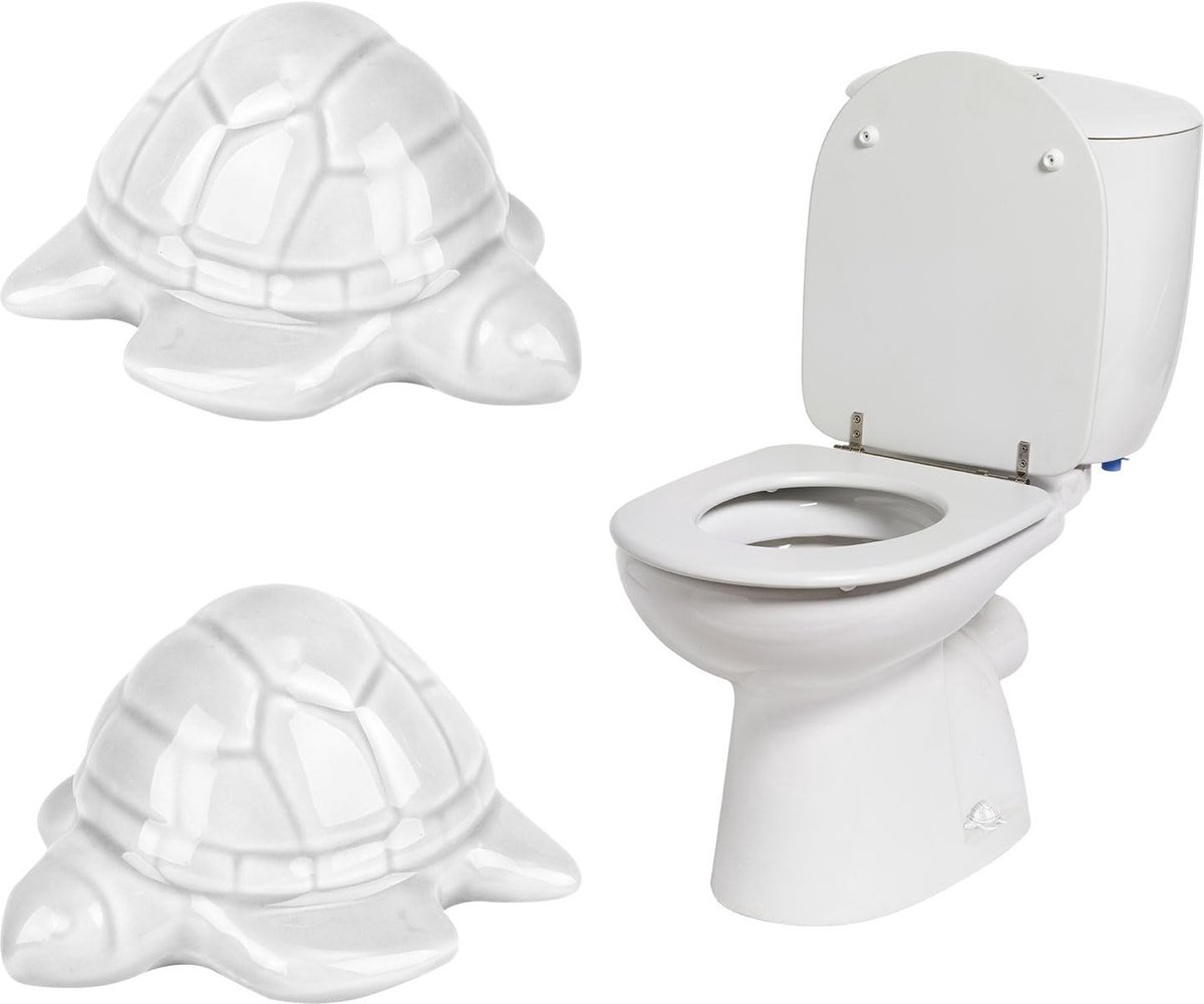 Dailygoods- Toiletboltlid 2 Stuks - Decoratieve Toilet Accessoires - Keramisch - Zee Schildpad Motief - Eenvoudige Installatie - 7.5x7cm - Toiletdecoratie