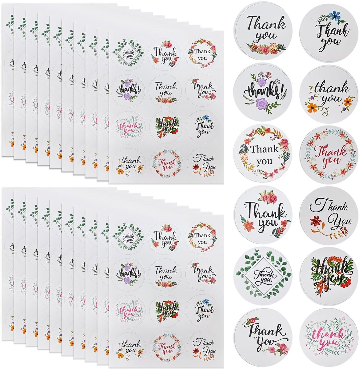 Dailygoods- Bedankstickers 240 Stuks - Zelfklevende Zegelstickers - Decoratieve Stickers - Geschikt voor Enveloppen/Zakjes - Gecoat Papier - 7,1 x 9,4 cm
