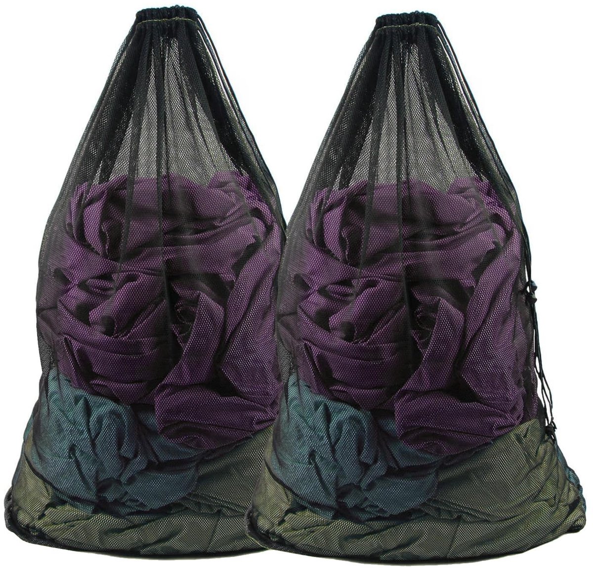 Dailygoods- Wasnetzak Extra Groot 70 x 90 cm - 2 Stuks - Zwarte Waszakken met Trekkoord - Duurzaam Polyester - Bescherming voor Delicate Kleding - Waszak