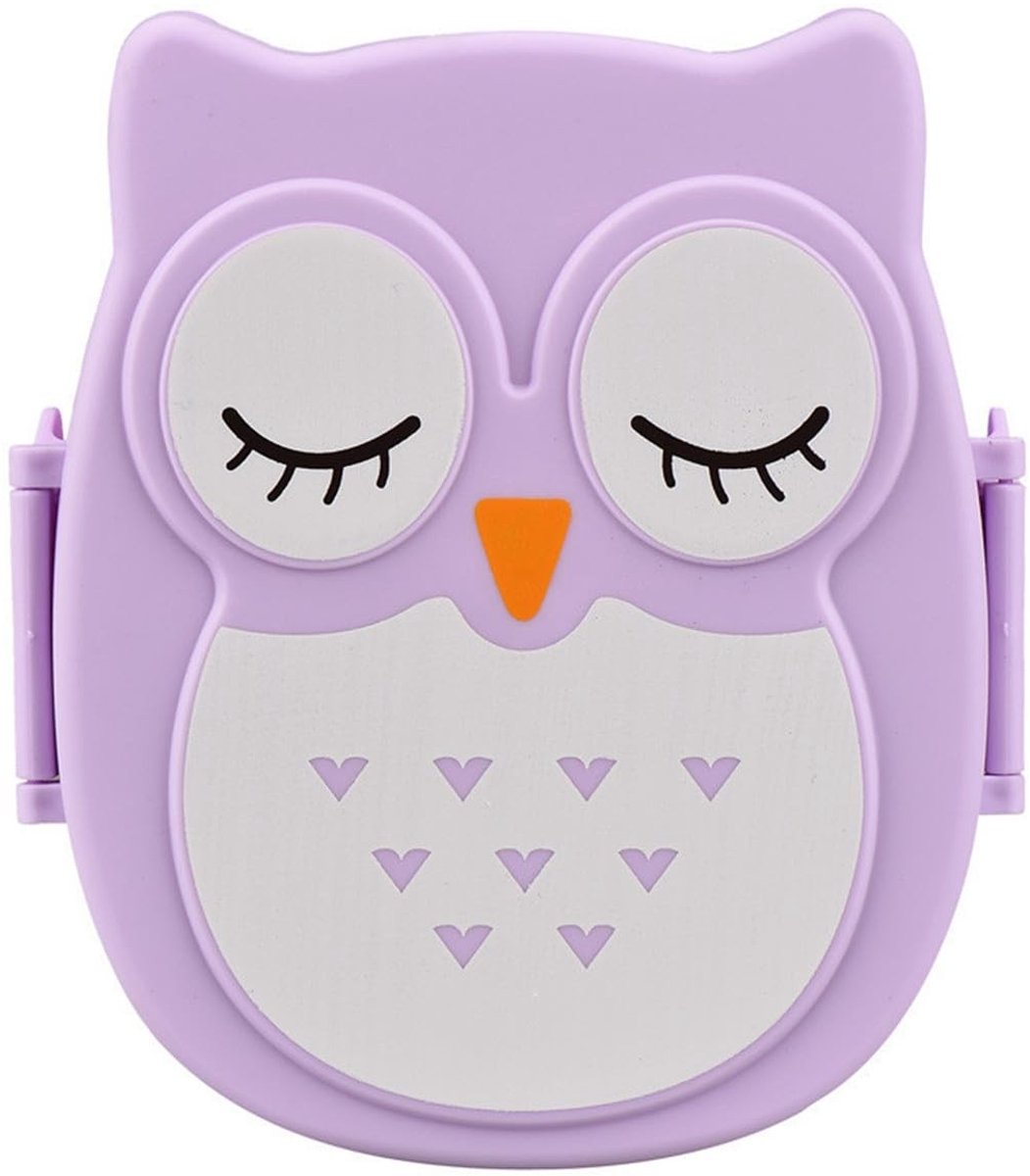 Dailygoods- Lunchbox Uilvorm - Lunchbox Kinderen - Opbergdoos - PP-Materiaal - 900 ml - Lichtgewicht en Duurzaam - Broodtrommel