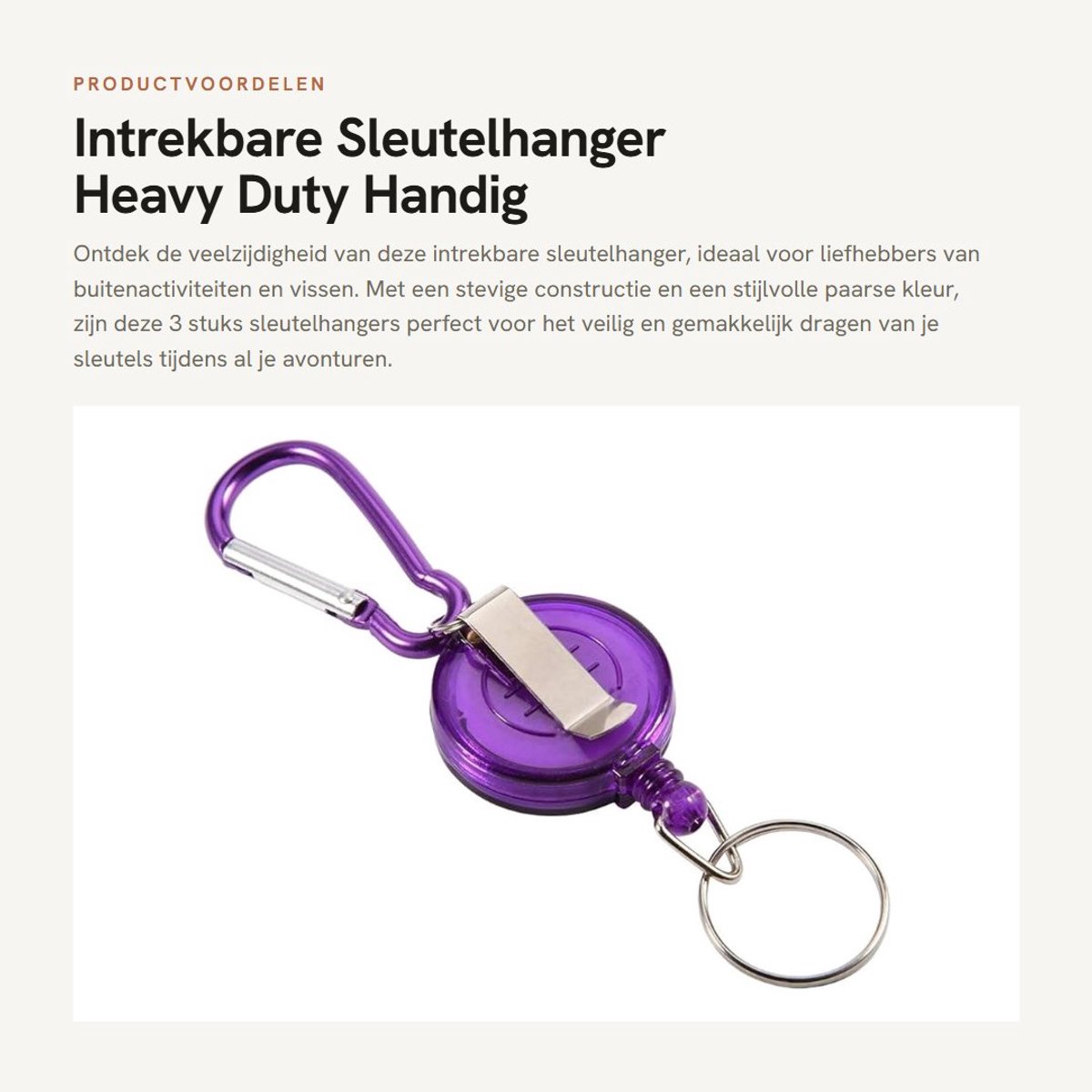 Dailygoods- Sleutelhanger Intrekbaar - 3 Stuks - Heavy Duty - Sleutelhouder - Nylon Koord - Connector - 75 cm Lengte - Reelhouder