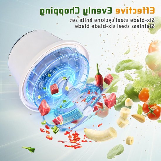 Mini Hakker 350ml - Draagbare Elektrische Hakker voor Uien, Fruit, Noten en Vlees met USB Oplaadfunctie — afbeelding 5