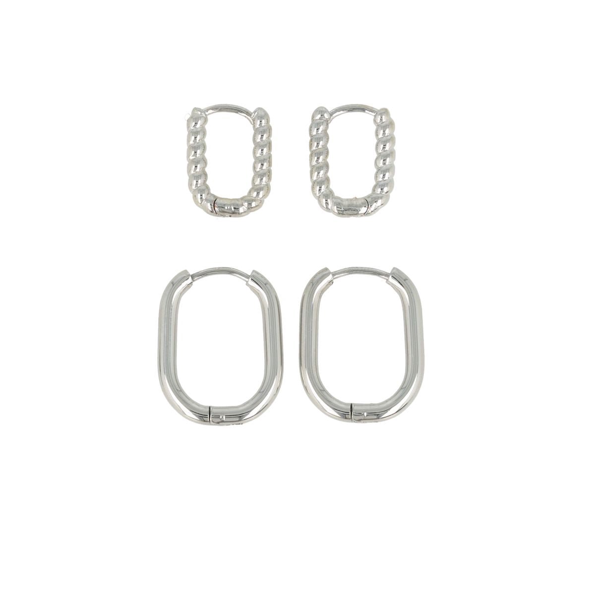 My Bendel - Zilverkleurige Oorringen Set - met Luxe Cadeauverpakking | Sieraden Voor Dames