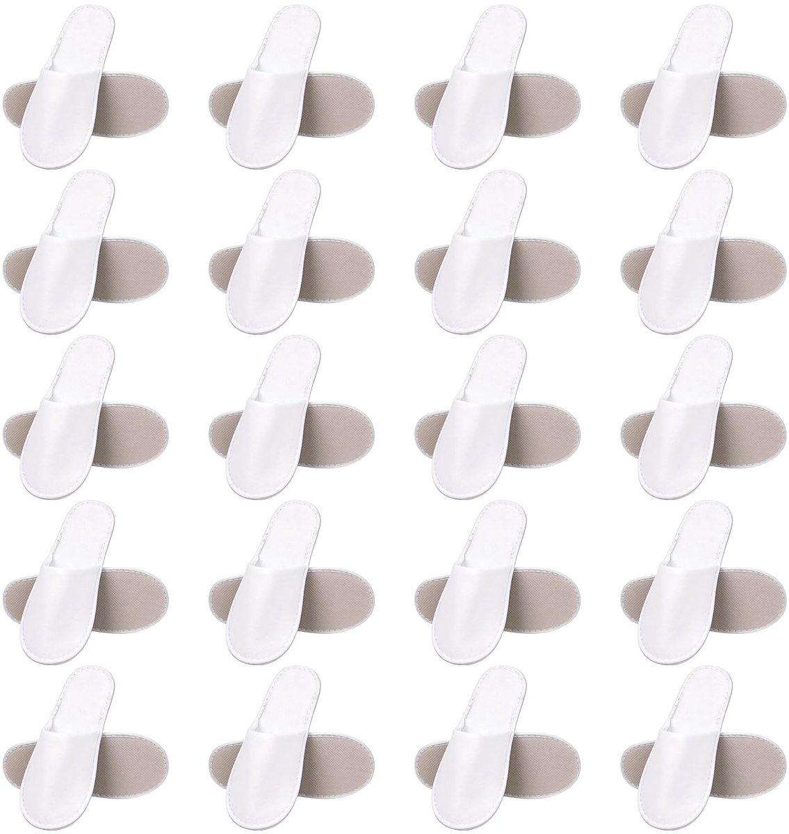 Dailygoods- Hotelpantoffels Antislip - Badstof Pantoffels - Koraalfleece - Universele Maat - 20 Paar - Comfortabele Zool 4 mm EVA - Gastenpantoffels