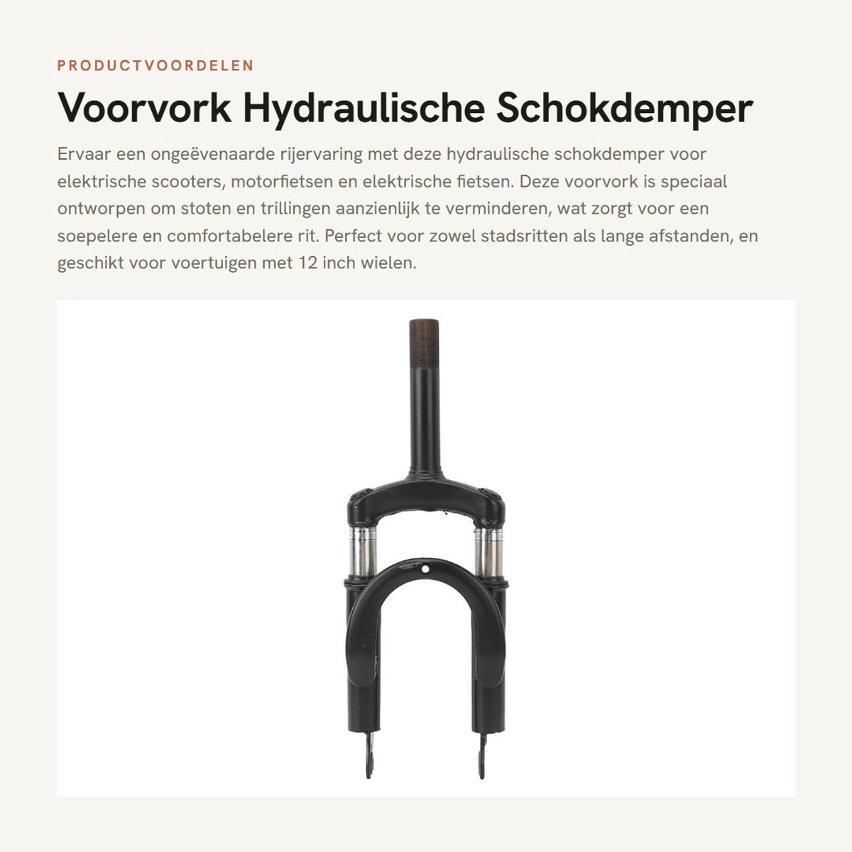Dailygoods - Voorvork Hydraulische Schokdemper - Comfortabele Rit - 12 Inch Wielen - Verende Vorken - Geschikt voor Elektrische Scooter en Motorfiets...