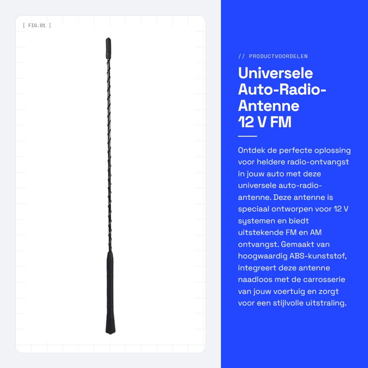 Dailygoods- Auto Antenne Universeel - 23/40 cm Hoogwaardig ABS - Dakmast - Zweepantenne - Ontvangstantenne - Compatibel met M5 Tanden - Radioantenne