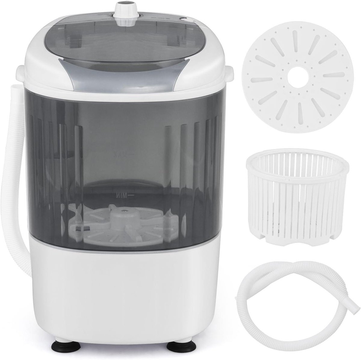 Mini Wasapparaat Compacte Wasmachine Kleine Was Dubbele Functie 2.5 kg Capaciteit Grijs