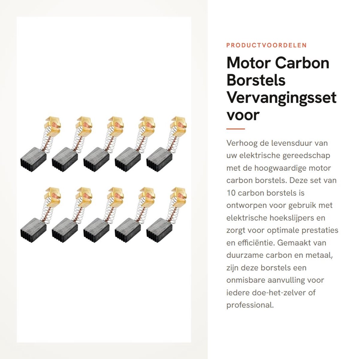 Dailygoods - Motor Carbon Borstels - Vervangingsset voor Elektrische Hoekslijper - 10 Stuks - Duurzaam - Hoge Kwaliteit - Efficiënt - Geschikt voor Mo...