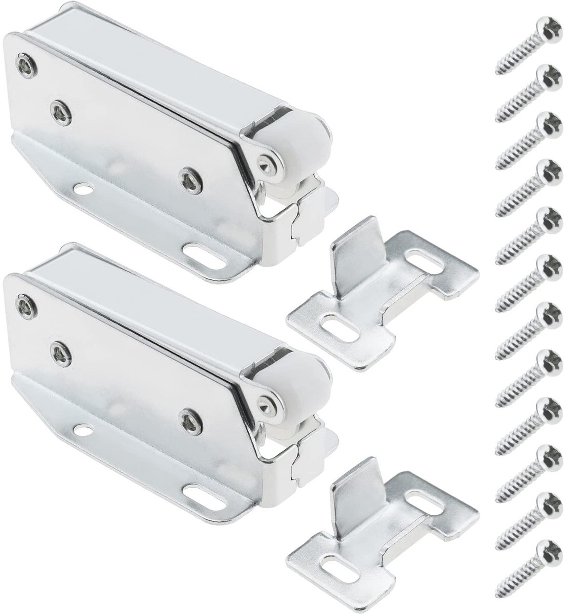 Dailygoods- Deurklink Zilver - 2 Stuks - Push-Type Slot - Kastdeur Klink - Automatische Veergesp - Duurzaam Metaal - Kastslot