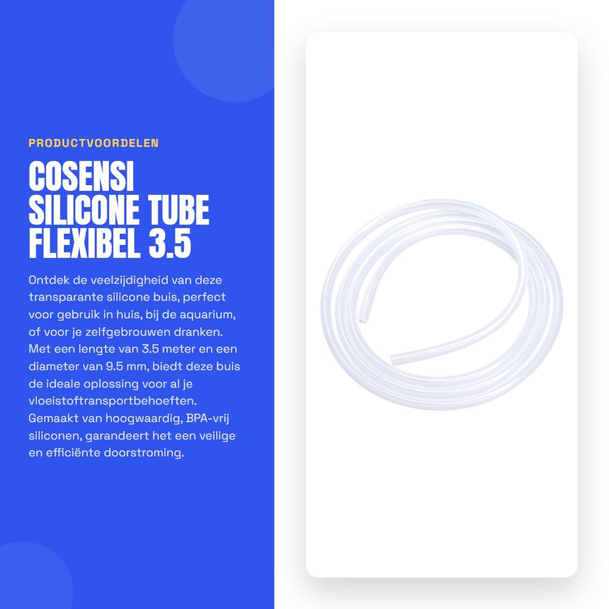 Dailygoods- Siliconen Slang 9.5mm ID x 12.7mm OD - 3.5m Lengte - Voedselveilig Materiaal - Flexibele Slang - Temperatuurweerstand - Eenvoudig te Reinigen - Siliconen Buis
