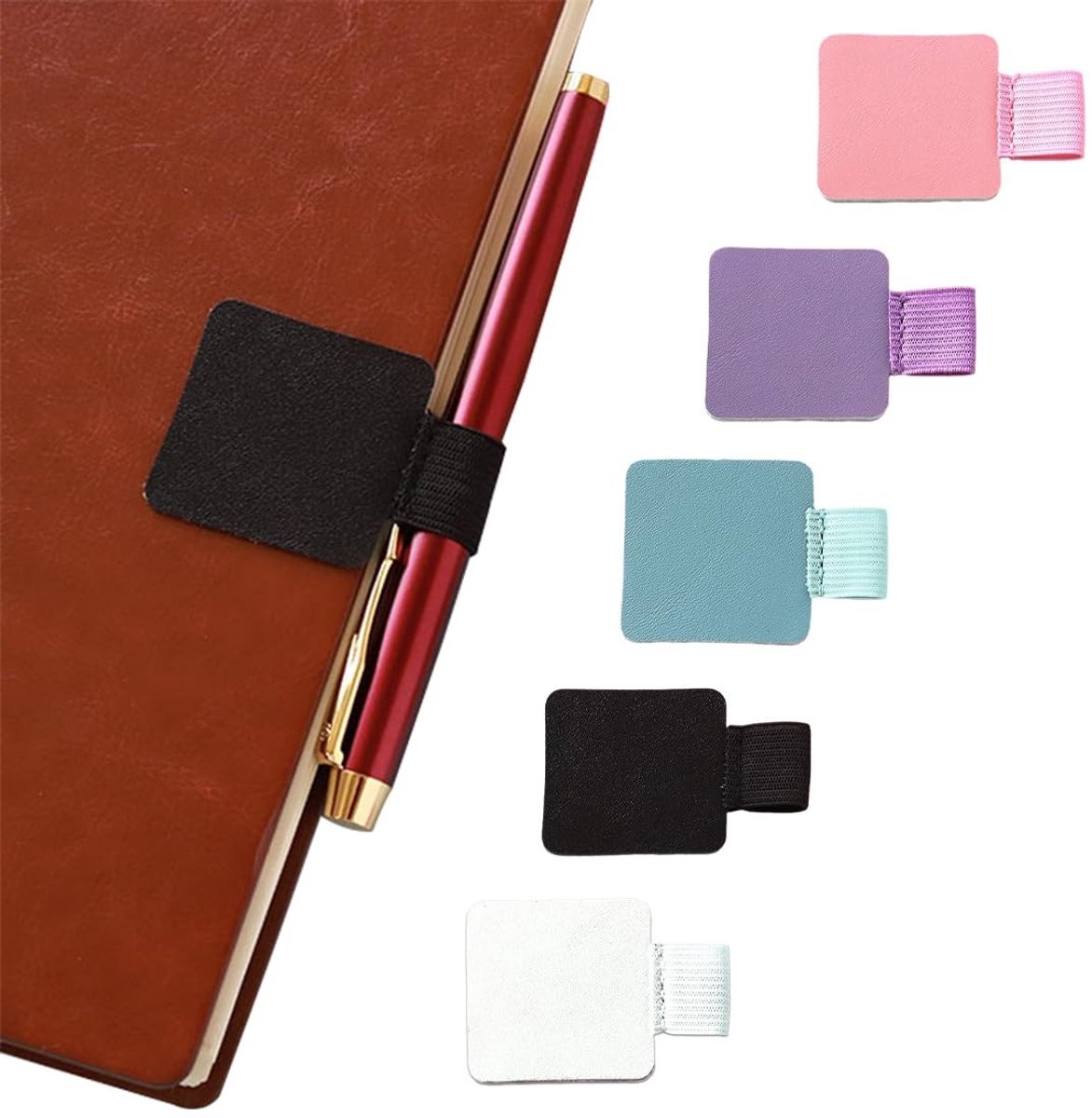 Dailygoods- Zelfklevende Houders 5 Stuks - Leren Penhouders - Elastisch - Voor Notitieboeken - Vervangingsring - Hoogwaardig Materiaal - Penhouder