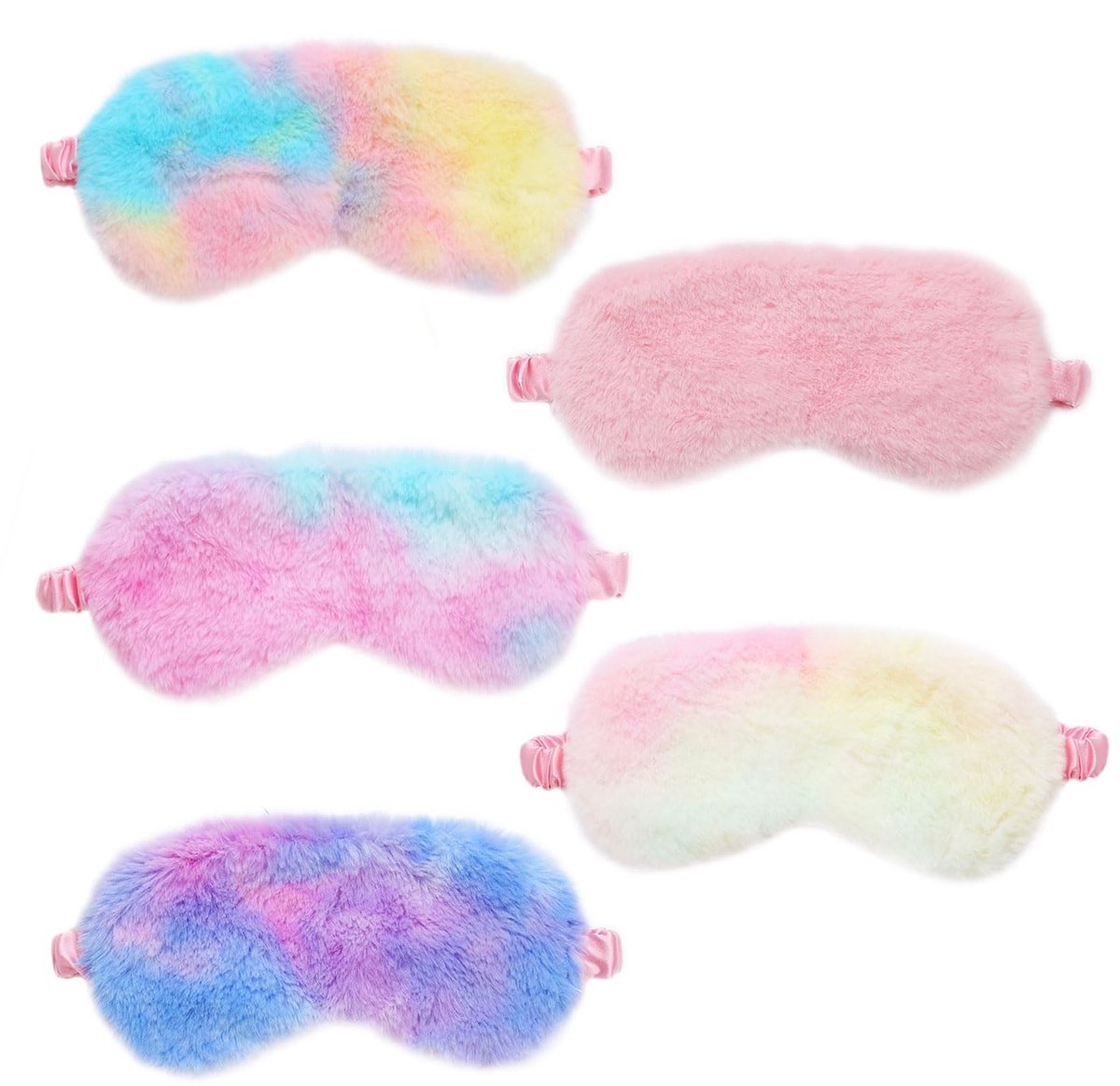 Dailygoods- Oogmaskers 5 Stuks - Pluche Slaapmasker - Zachte Kinderooghoezen - Lichtblokkering - Reisaccessoire - Elastische Band