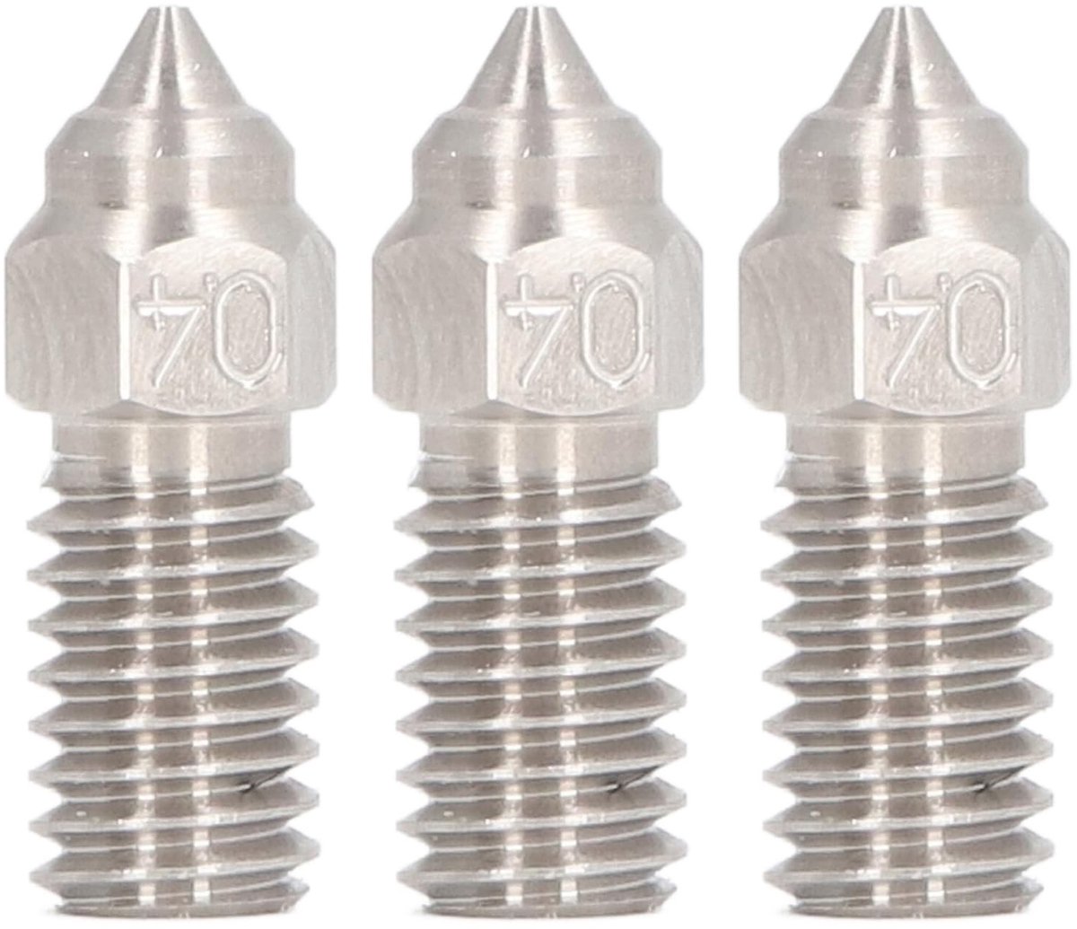 Dailygoods- 3D-printermondstuk 0,4 mm - 3 Stuks - Roestvrij Staal - Hoogstroom - Geschikt voor PLA/ABS/PETG - Gladde Binnenwanden - Nozzle
