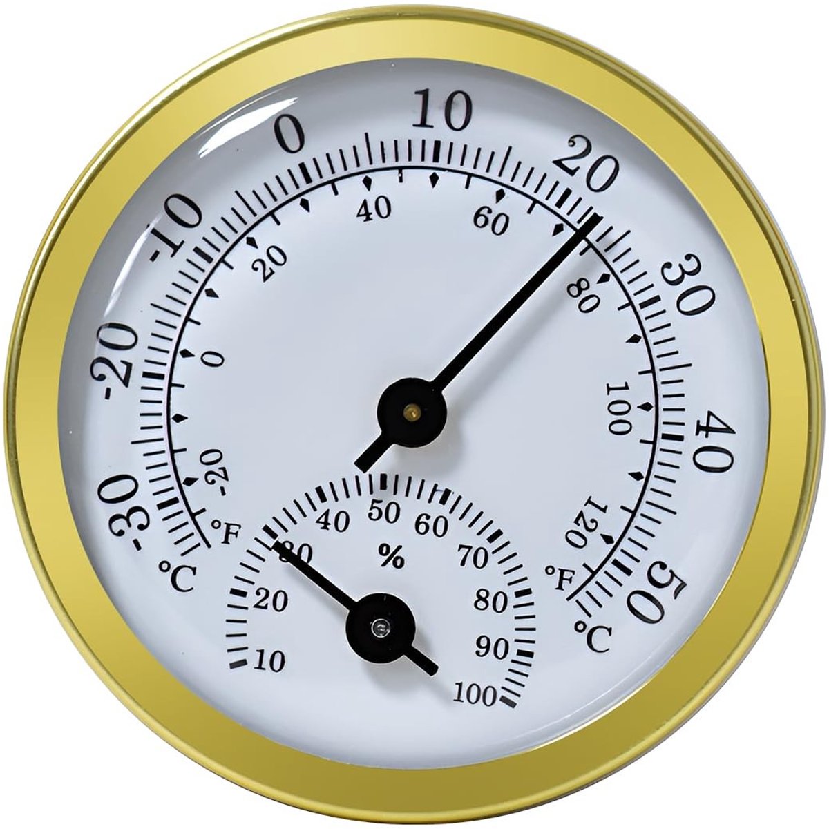 Dailygoods- Temperatuurmeter Mini 58mm - Thermohygrometer - Voertuig Thermometer - Aluminiumlegering - Temperatuurbereik -30~50℃ - Vochtigheidsbereik 10~100℃