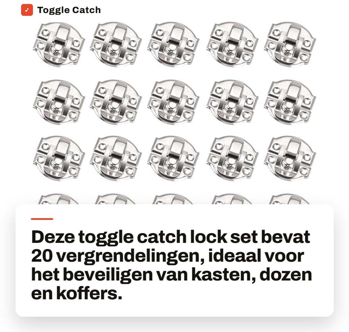 Dailygoods - Toggle Catch Lock 20 Stuks voor Kasten en Dozen