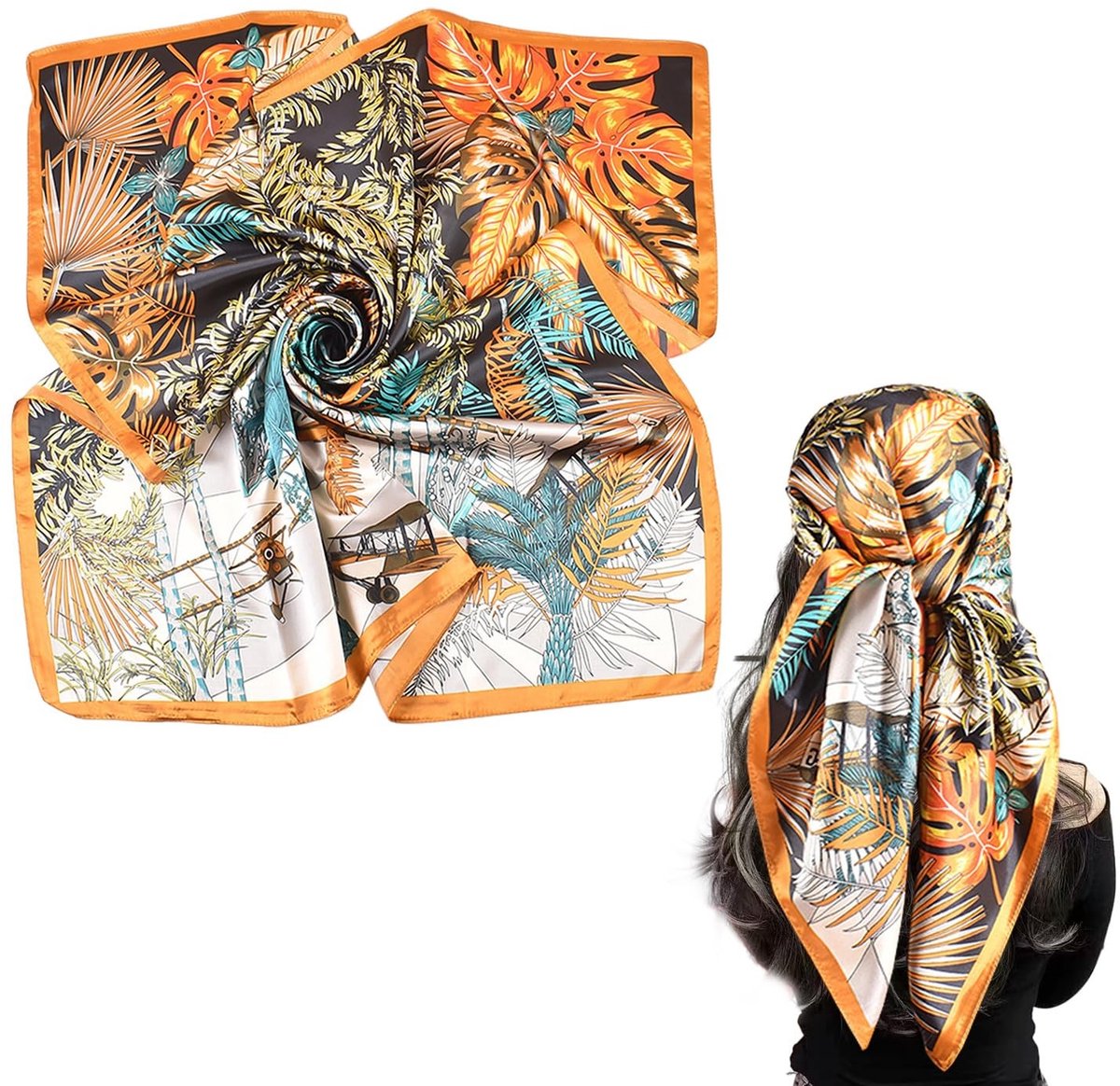 Dailygoods - Zomersjaal Dames - Zijdeachtige Sjaal - Ademend en Comfortabel - Meerkleurig - Haarsjaal - Perfect voor Slapen - 90 cm x 90 cm