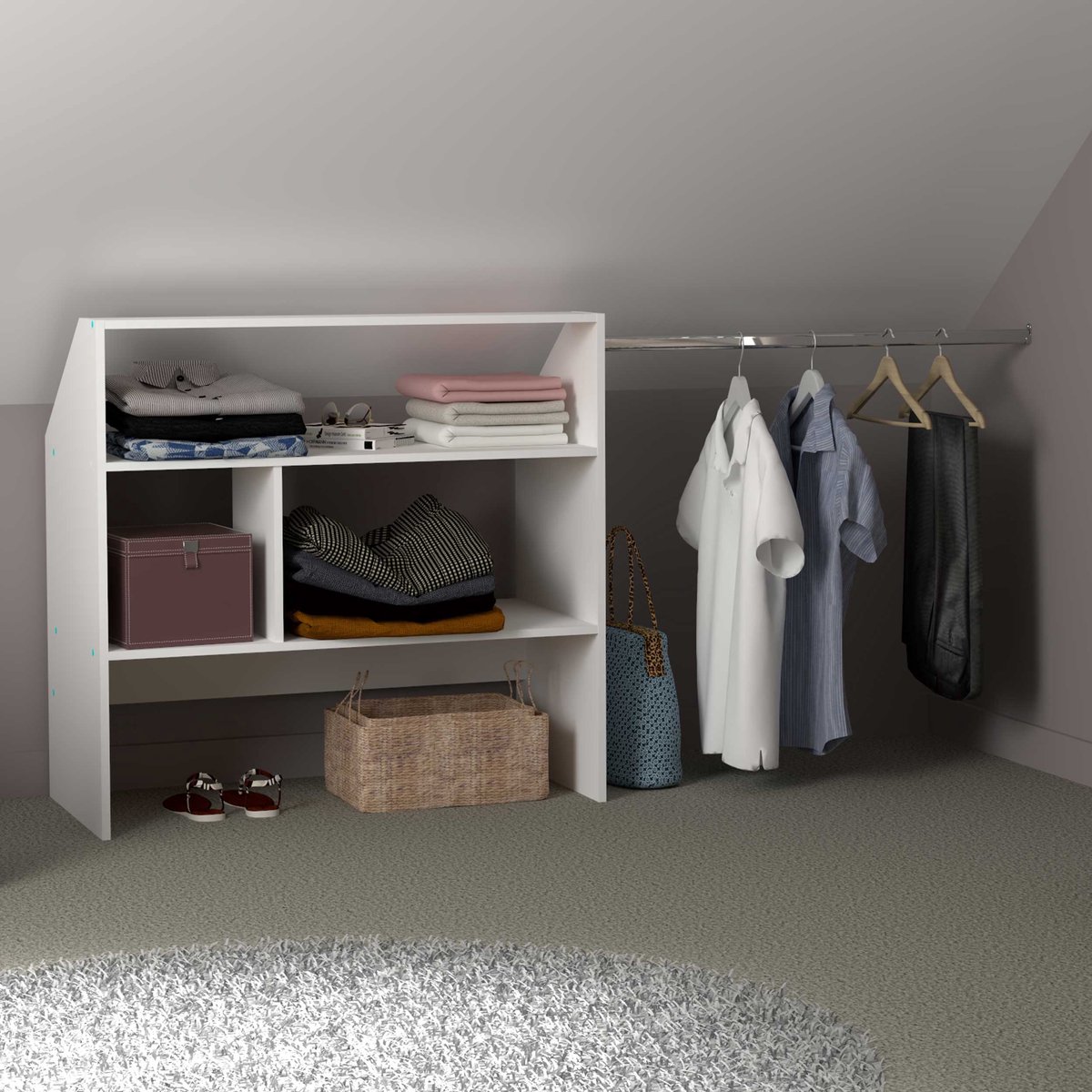Witte Kledingkast Corrida - 197x50x97cm Met 4 Vakken En Kledingroede