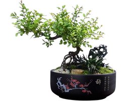 Bloempot Plum Keramiek - Bonsai Pot - Planten Versieren - Ademend Materiaal - 155 cm Diameter - Paars Zand