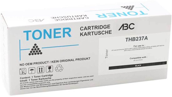 Cartouche de toner ABC THB237A noir. Avec le logo ABC et "NO OEM PRODUCT / KEIN ORIGINAL PRODUKT".
