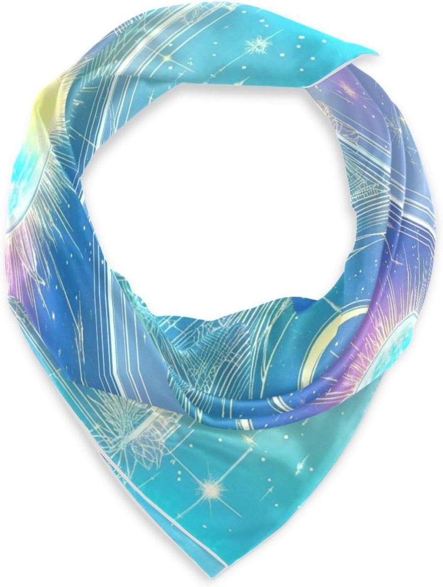 Zijden Sjaal - Hoofddoek Foulard - Dagelijkse Stijl - Uniek Print Design - 90x90 cm - Multicolor