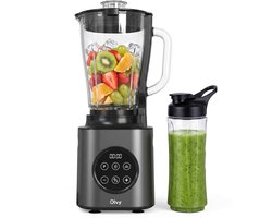 Olvy Kitchen Blender - 1,5L Glazen Kan met To-Go Beker - Smoothie Maker - Ijscrusher - Vaatwasserbestendig - BPA- en PFAS-vrij - Glas