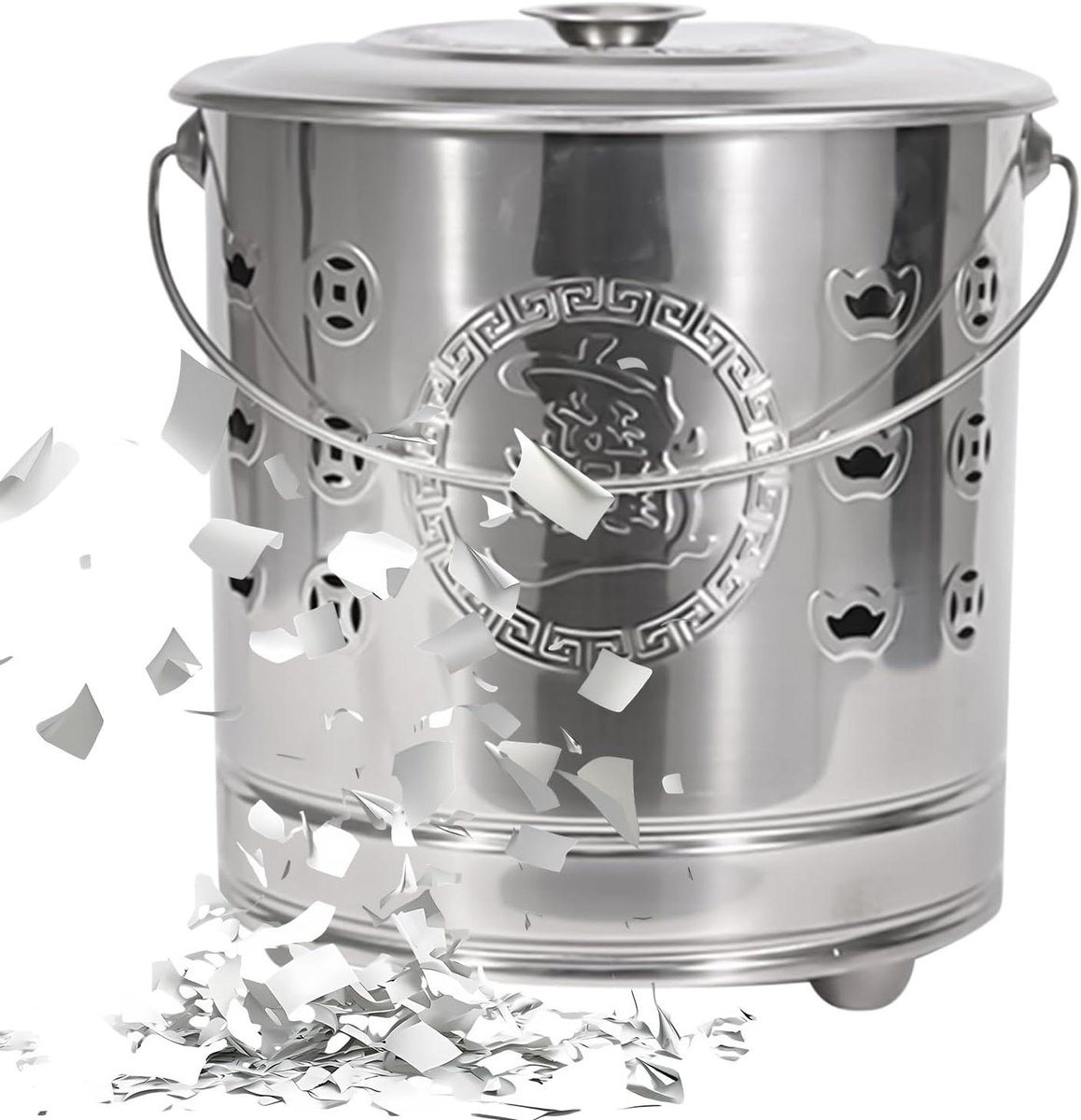 Metalen Ton - Vuurton Tuinafval - Afval Verwerken - Hittebestendige Voering - 28 x 29 cm - Zilver