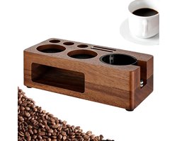 Espresso Aanstampstation - Koffie Organizer - Koffie Bereiden - Houten Antislip - 24x114x75cm - Nootbruin