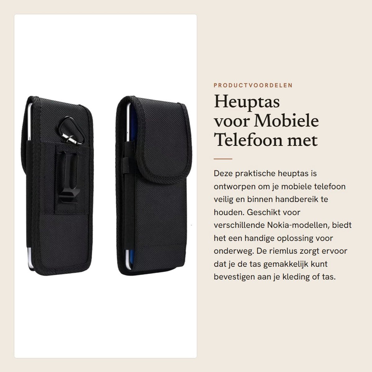 Dailygoods- Heuptas voor mobiele telefoon - Telefoontasje - Riemtasje - Heupgordeltas - Duurzaam Oxford-weefsel - Waterdicht en praktisch - Telefoontas