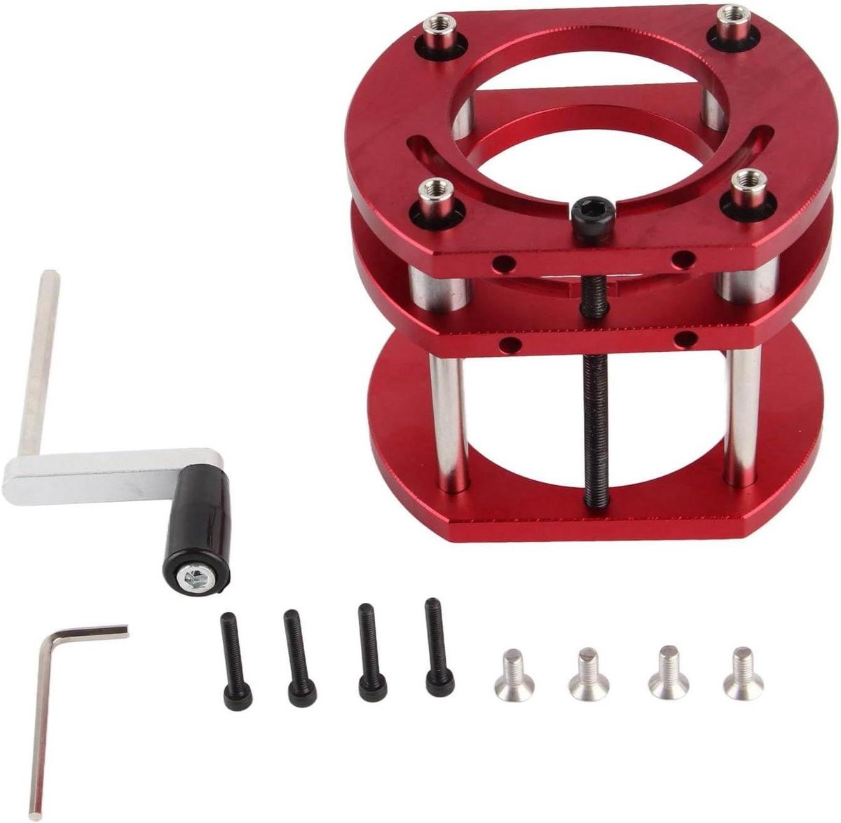 Routerlift Basis - Freestafel Ondersteuning - Nauwkeurig Frezen - Aluminium Legering - 51 Mm Hefhoogte - Rood