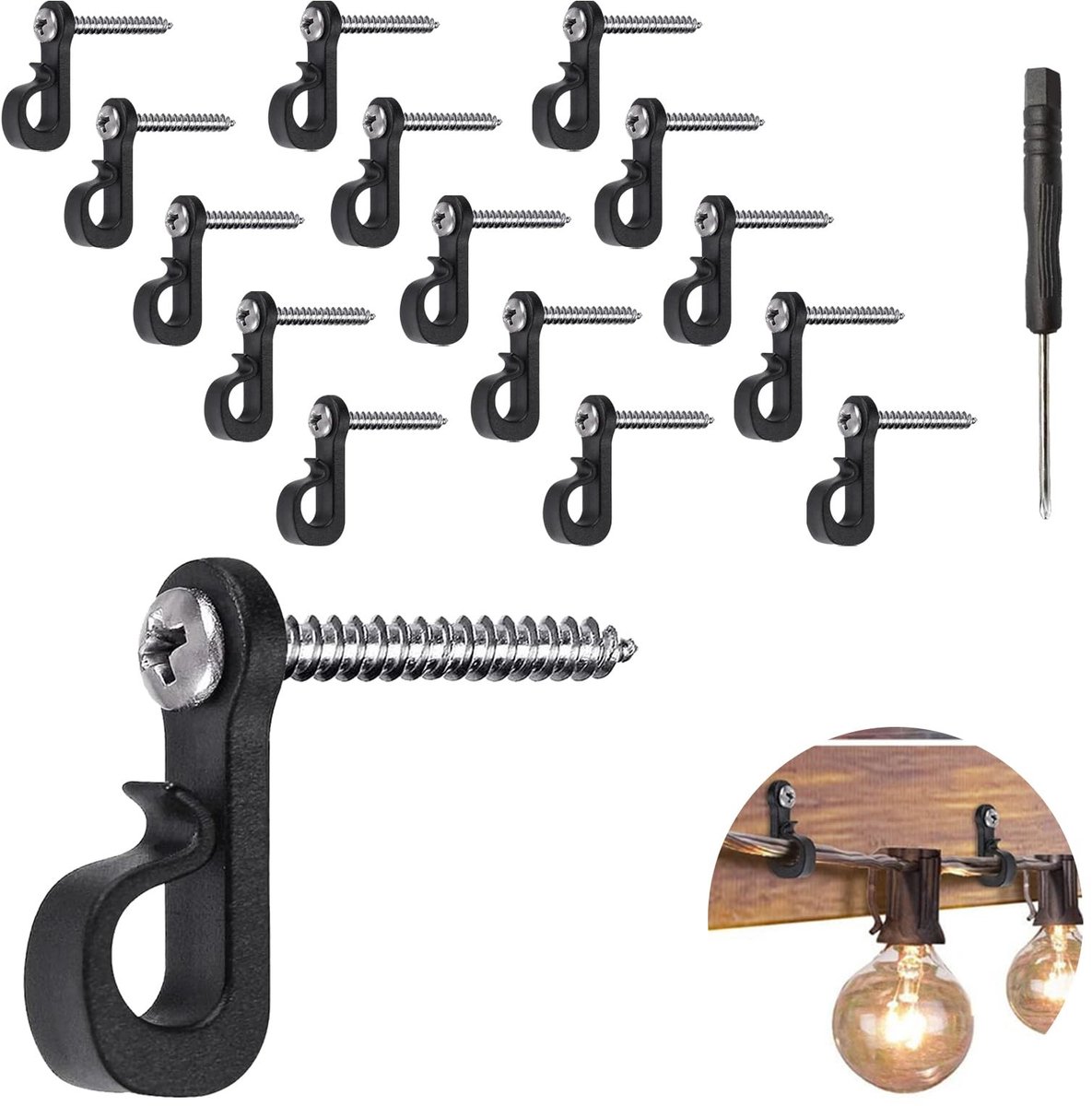 Dailygoods- Haak Set 20 Stuks - Q-Hanger Haken - Schroevendraaier - Roestbestendig - Voor Binnen/Buiten - Eenvoudige Installatie - Ophanghaak