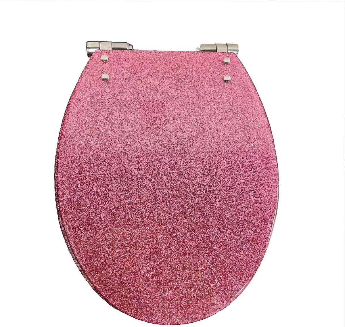 Glitter toiletbril - Decoratieve zitting - Badkamer verfraaien - Langzaam sluitend systeem - 42x36cm - Roze