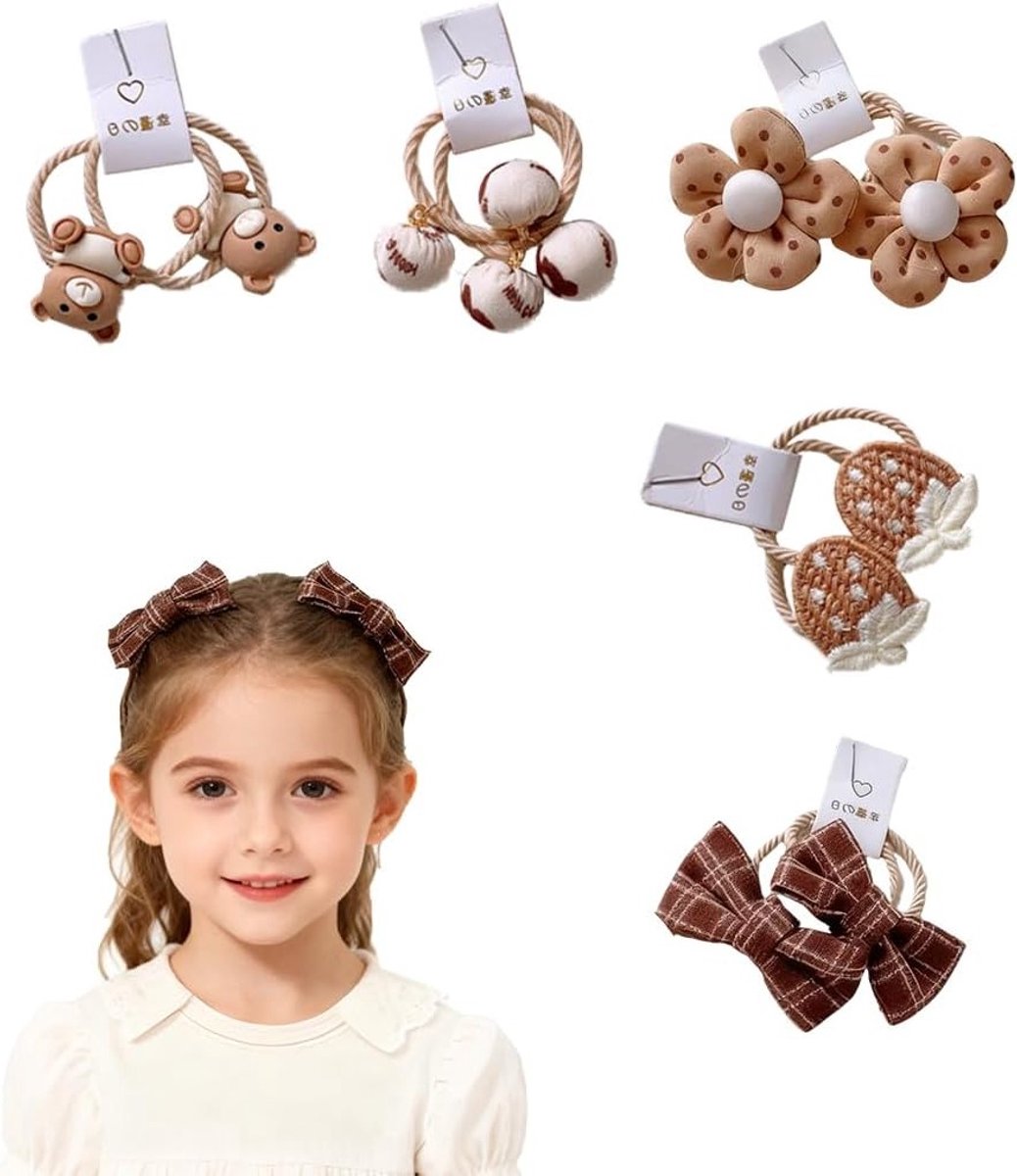 Set van 10 Kleurrijke Elastische Haarstrikken voor Kinderen - Niet-Metalen Haarbanden, Ponytail Houder en Haaraccessoires voor Meisjes
