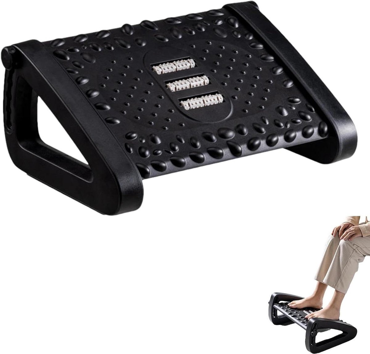 Voetsteun Onder Bureau - Ergonomische Voetkruk - Comfortabel Zitten - 6 Verstelbare Hoeken - 43 x 20 x 32 cm