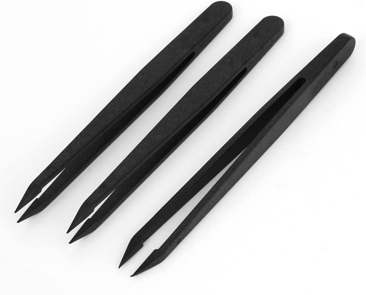 Plastic Pincet - Spitse Tang - Kleine Onderdelen Hanteren - Antistatisch Materiaal - 12 cm Lengte - Zwart