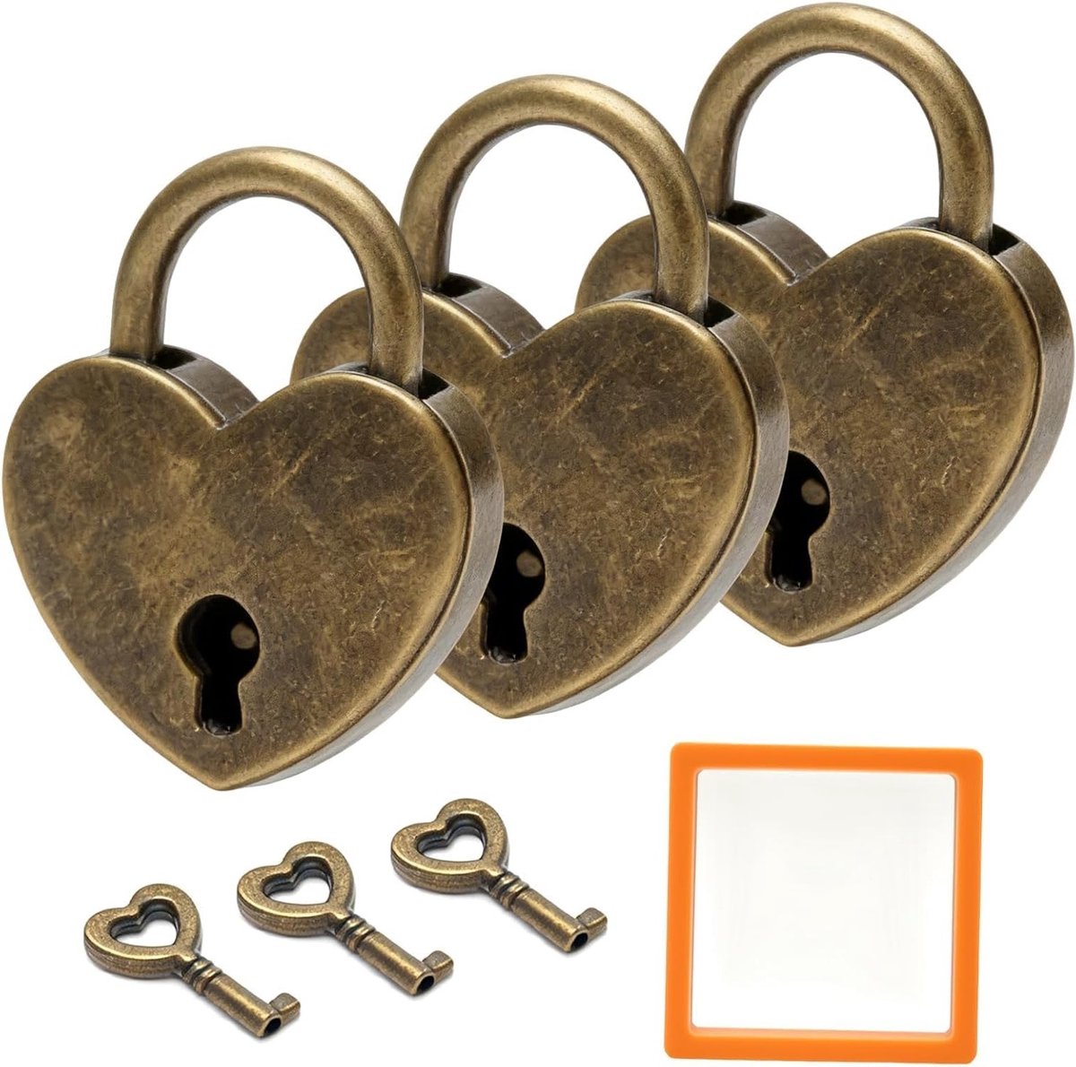 3 Stuks Mini Hangslot Hartvorm Vintage Love Lock met Sleutel, Retro Hangslot voor Sieradenbox, Dagboek en Kast - Perfect voor Valentijnsdag en Verjaardagsgeschenken