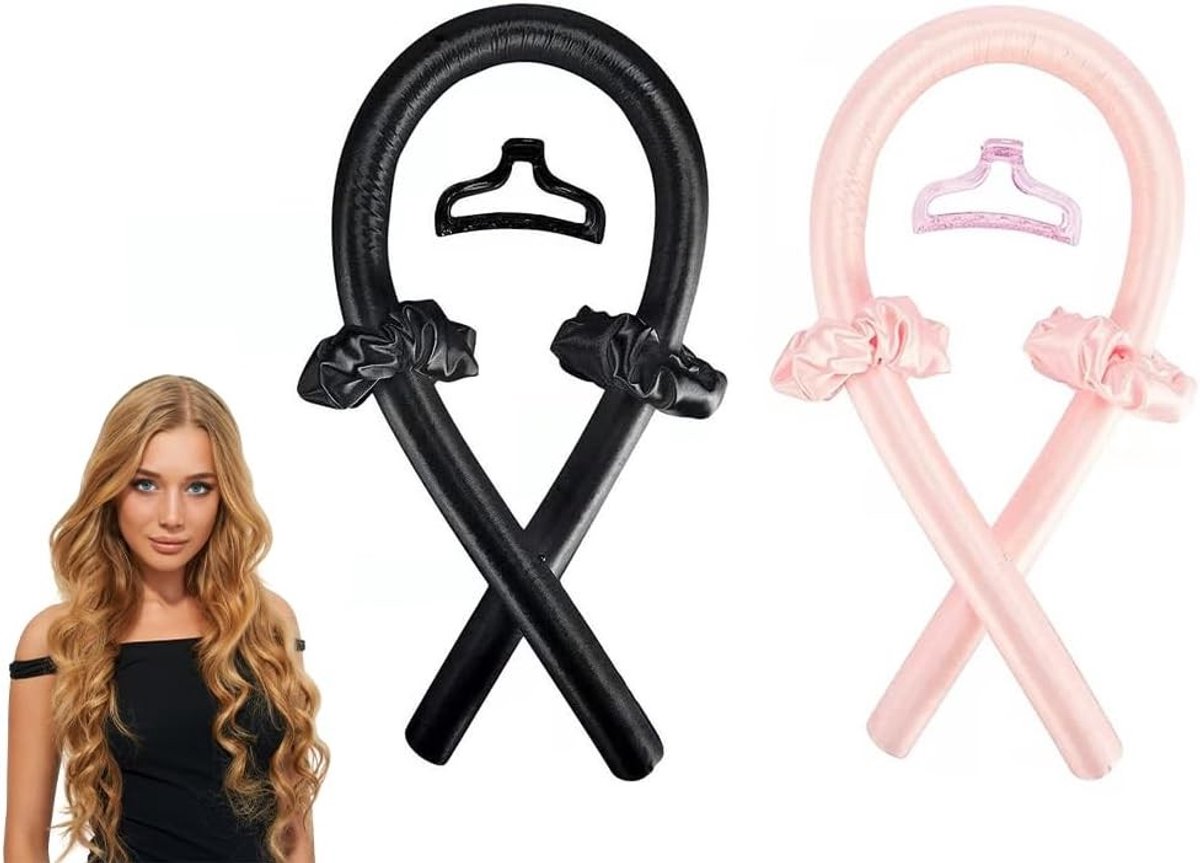 Zijdeachtige krullen zonder hitte, 6-delige set haarrollers, haarband voor DIY krullen, ideaal voor kort en lang haar, perfecte haarstijl voor 's nachts