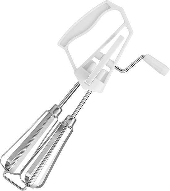 Eierklopper Handmatig - Keukenmixer Klopset - Beslag Maken - Automatische Rotatie - 26 x 12 cm - Wit — afbeelding 2