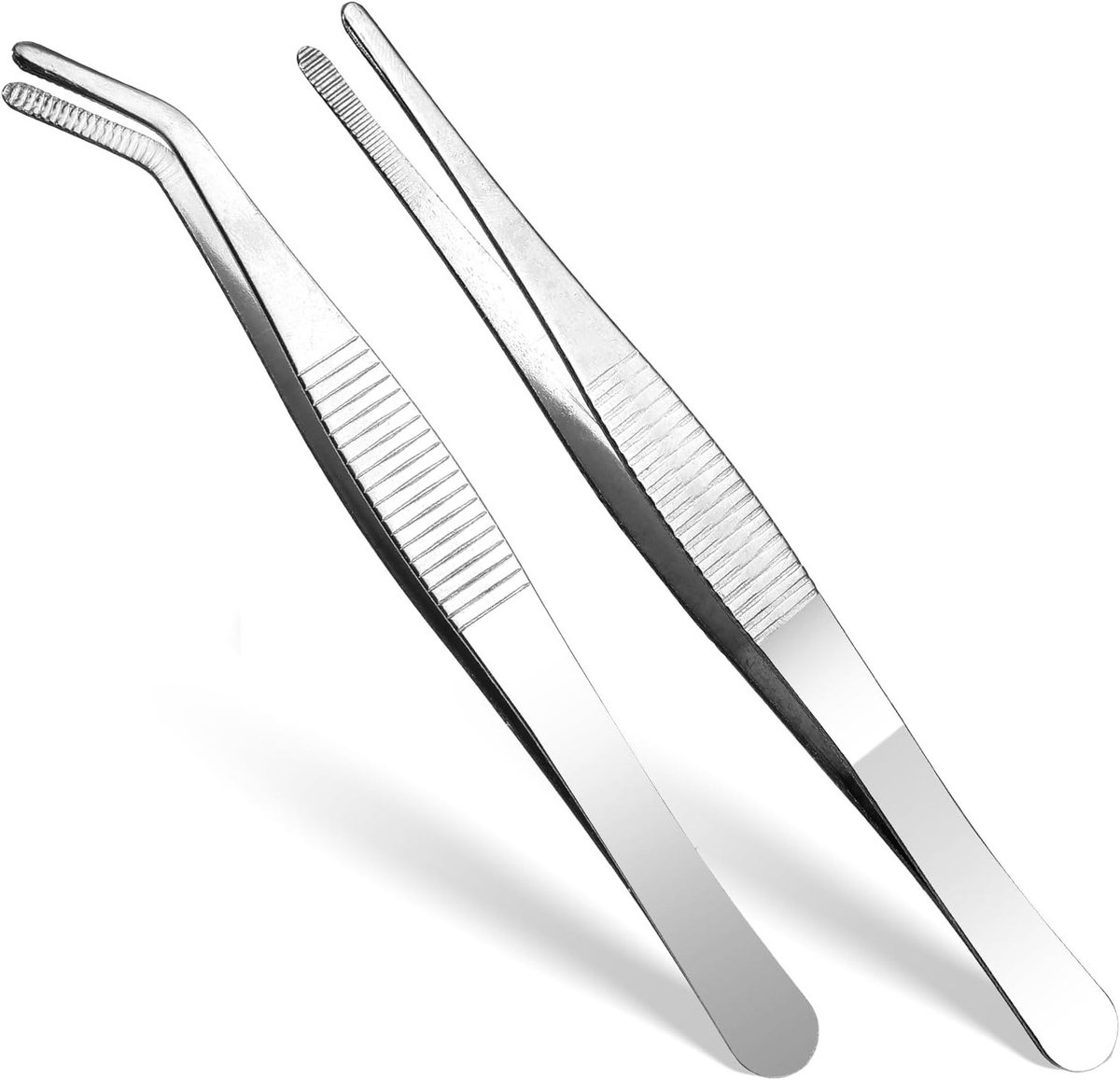 Set van 2 Gebogen Pincetten van 14 cm van Roestvrij Staal voor Elektronica, Laboratorium en Aquatische Dieren