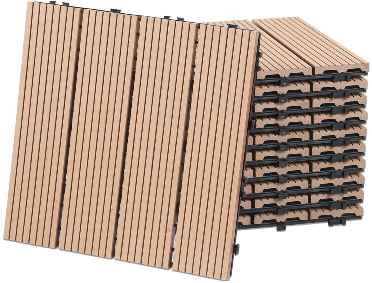 WPC Tegels - Composiet Vloer - Buitenruimte Aankleden - Kliksysteem Installatie - 30x30 cm - Teak