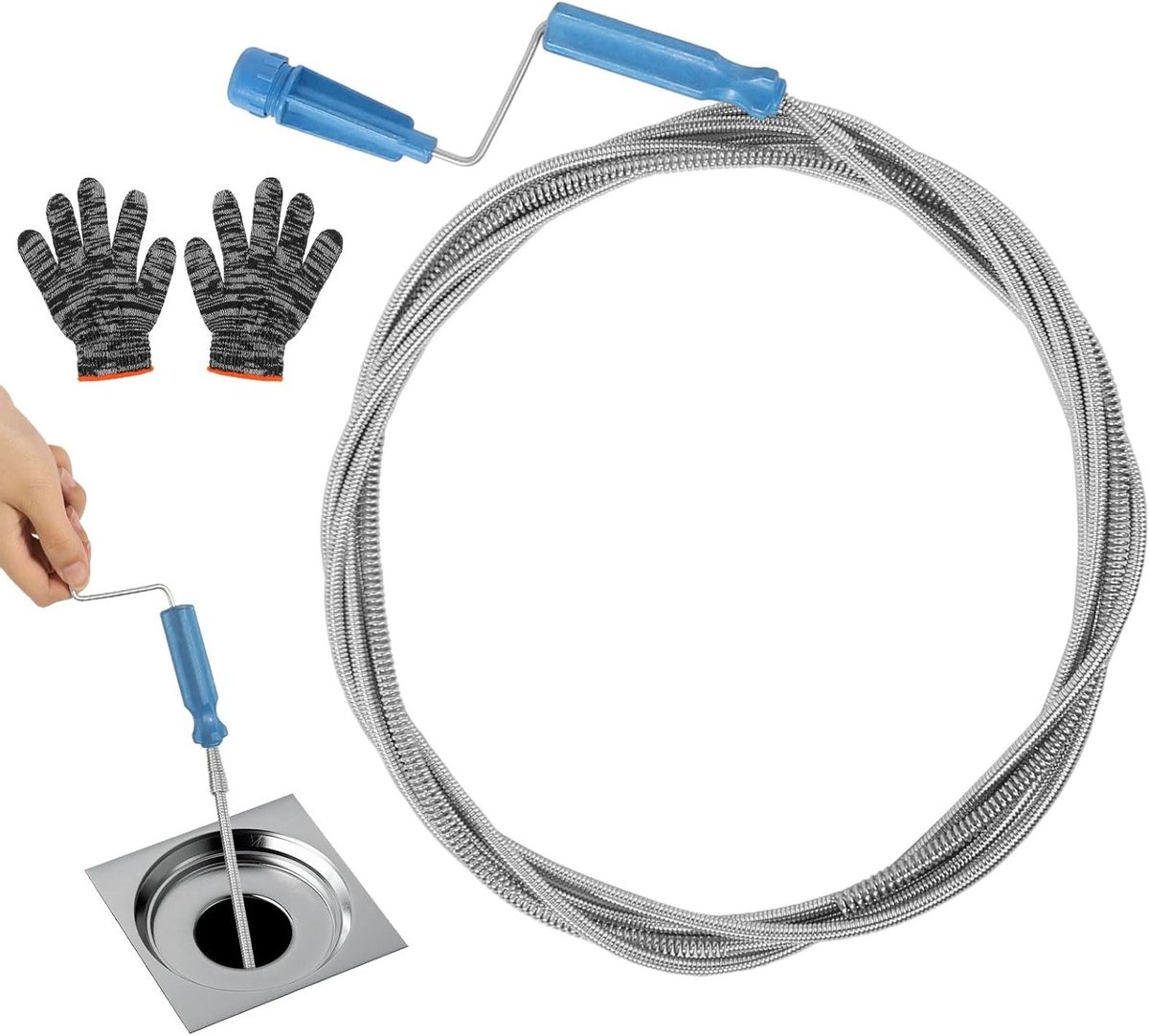 Flexibele Afvoerreinigingsspiraal met Handschoenen voor Verstoppingen 5 Meter