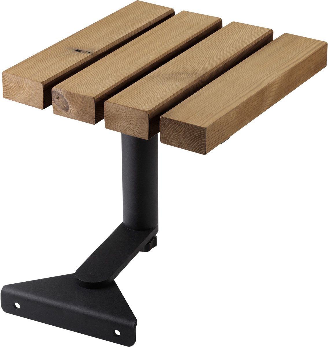 Tuinligstoel, aanbouwtafel, draaibaar, verzinkt staal, zwart, incl. houten latten van thermisch behandeld dennenhout