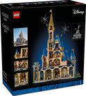 Achterkant van de doos van het LEGO Disney Kasteel, met details van het model en de inhoud.