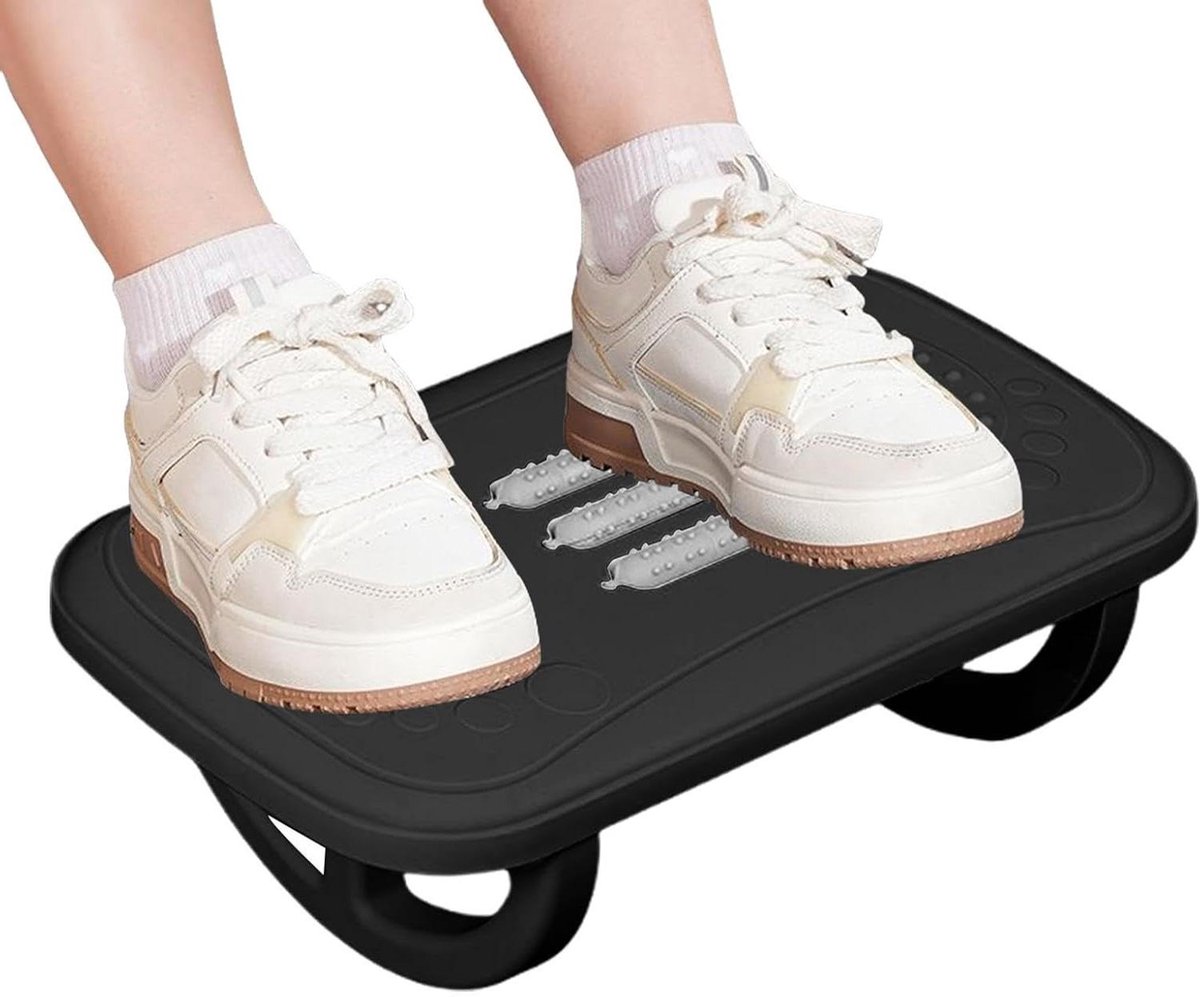 Voetsteun onder bureau - Voetenbank standaard - Zitcomfort verhogen - Zwaaibeweging en massage - 375 cm - Zwart
