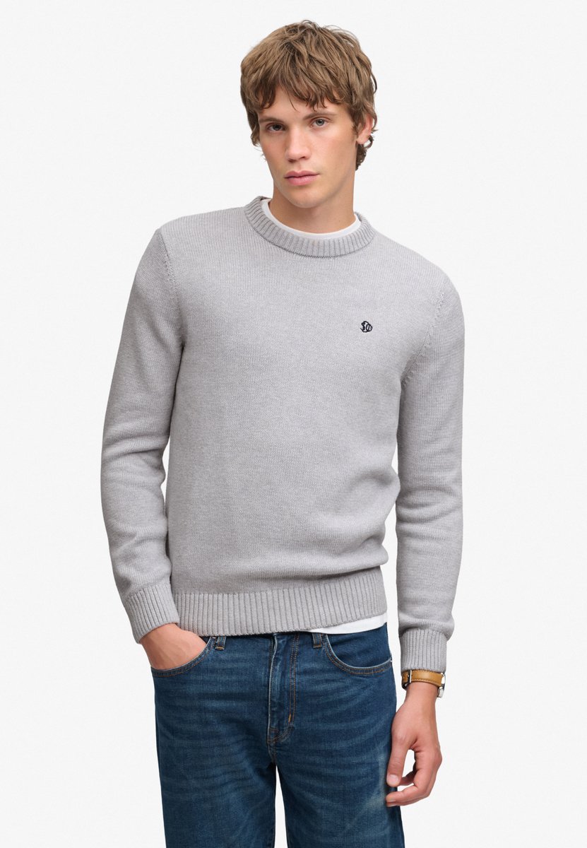 Superdry Preppy Cotton Trui Heren Sweaters Grijs
