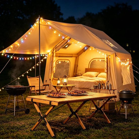 Opblaasbare Familietent 4 tot 6 Personen - Luxe Campingtent met Afneembare Luifel - Ruime Stahoogte (222 cm) - Snel Opzetbaar in 5 Minuten met Meegeleverde Handpomp - 305 x 244 cm — afbeelding 3