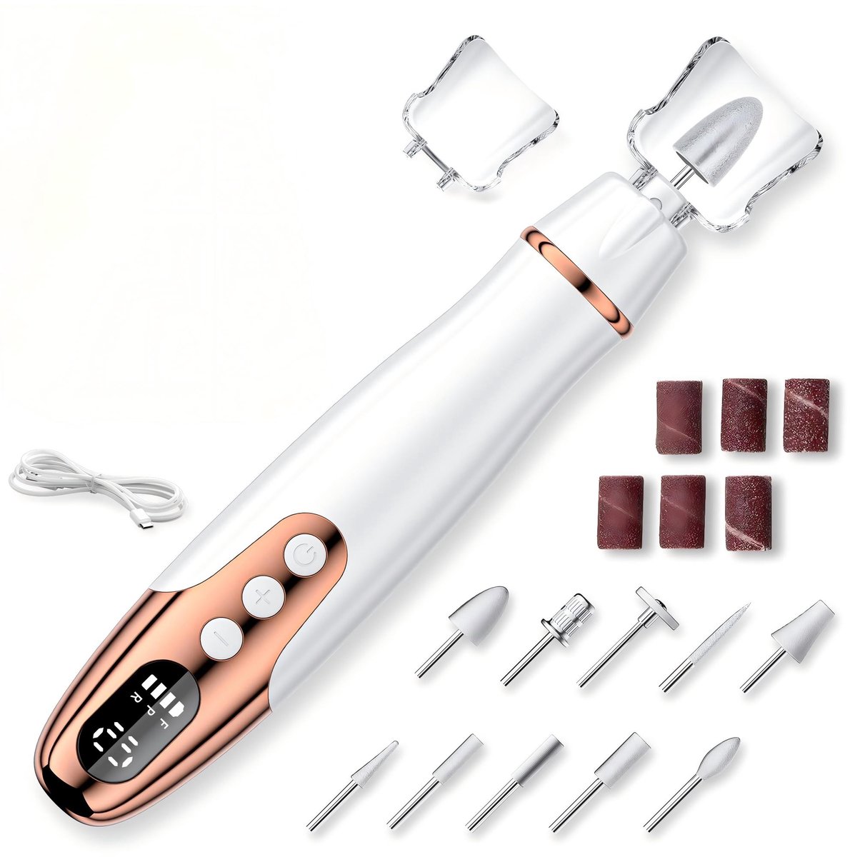 Namajunas - Elektrische Nagelvijl - Nagelfrees - Manicure en Pedicure set - Nagelfrees 20000 RPM - 10 Bitjes + 6 Schuurrolletjes + Nagelstofkap - Eeltverwijderaar - Kalknagel - Nagelvijl - Manicure en Pedicure Set