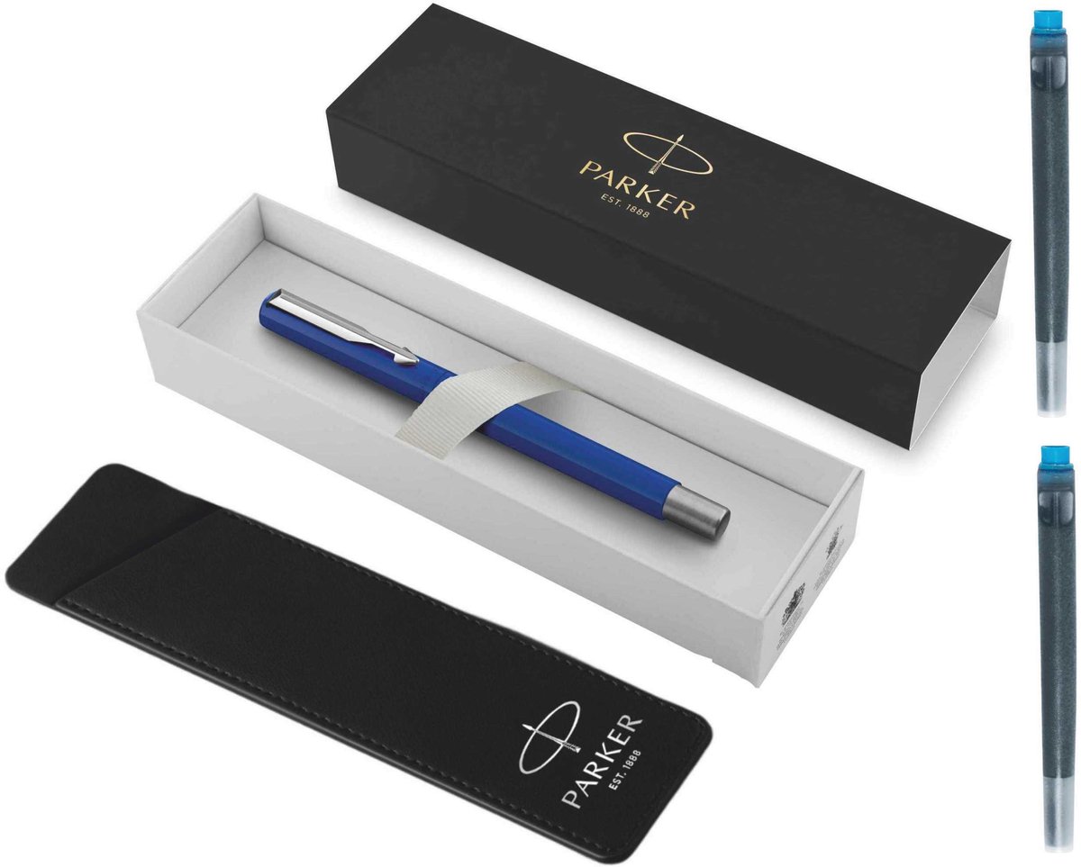 Parker Vector Vulpen Set met 2 Blauwe Inktpatronen - Cadeauverpakking