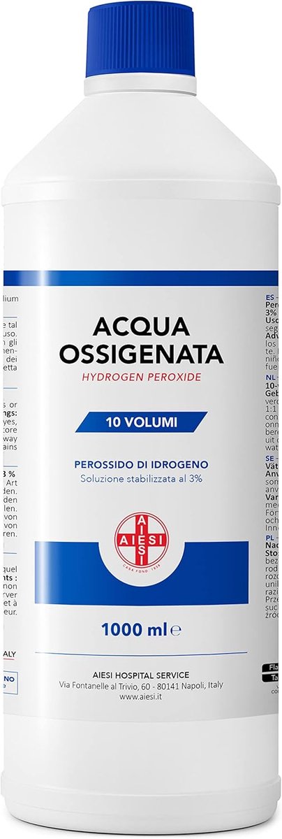 AIESI® Hydrogen peroxide disinfectant Ph.Eur. 3% 10 parts with child-proof cap bottle of 1 liter # Made in Itlay - ShopVlot