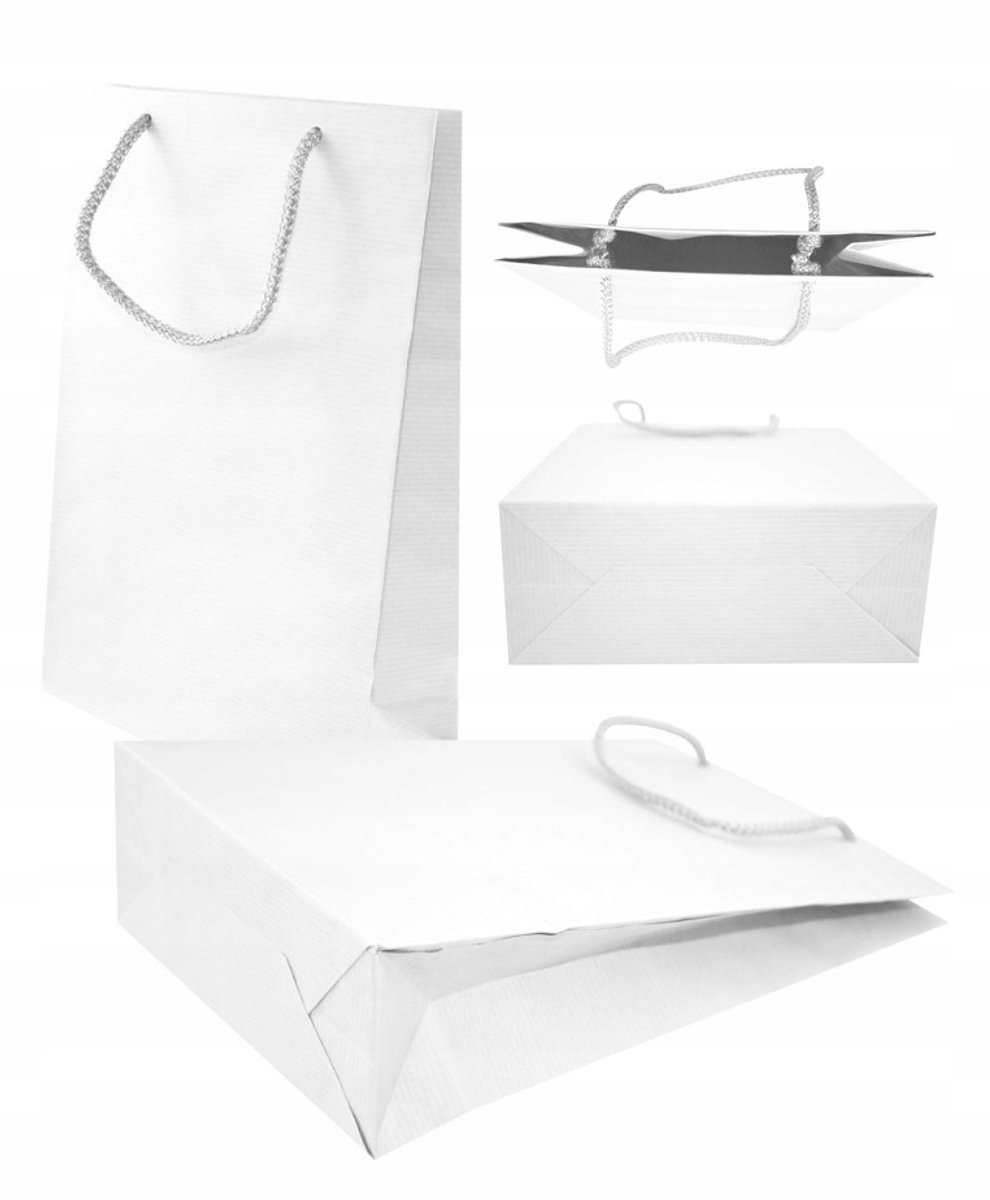 5x Luxe Witte Cadeau Papieren Zak 17x7x25 cm Prestige Premium