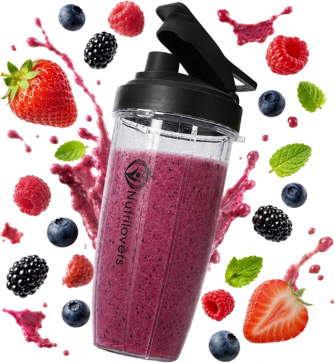 Nutrilovers® NUTRI-BLENDER Smoothiemaker MIXBEKER 800ML to-go fles incl. deksel - ShopVlot